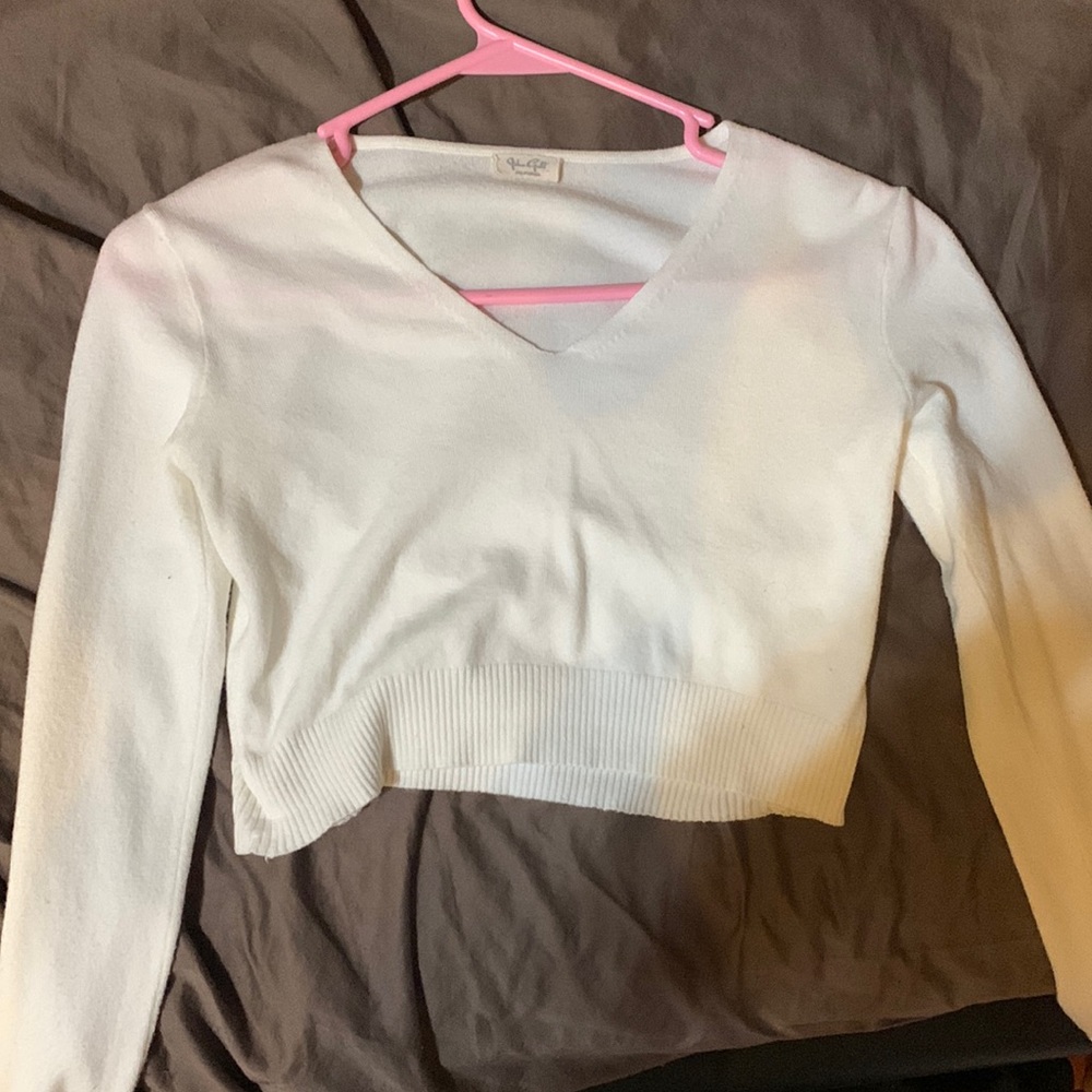 white sweater crop from pacsun